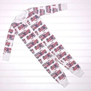 HANNA ANDERSSON VGUC 100% Organic Cotton Firetrucks Footless Zip Up Pajamas